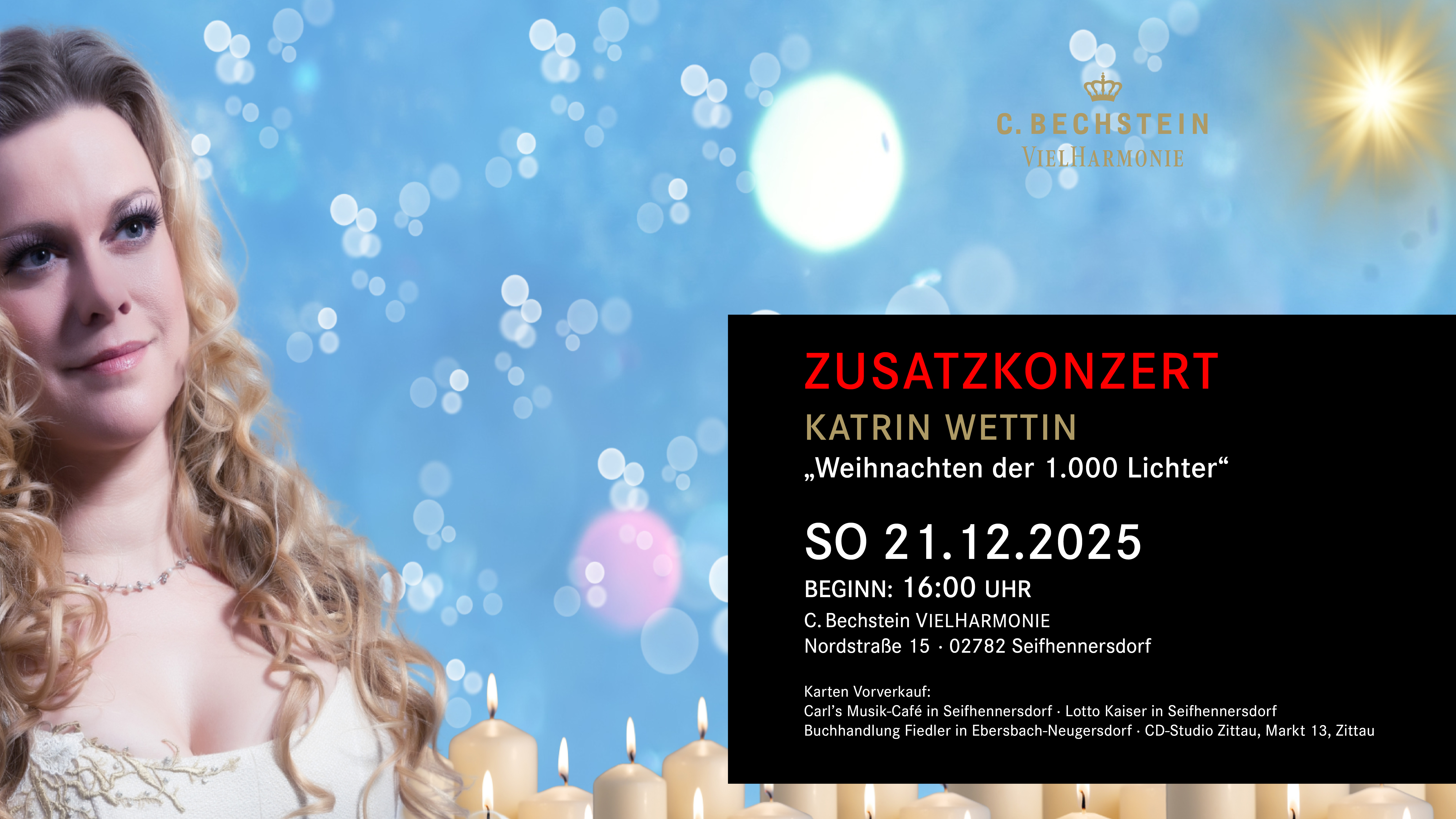 Zusatzkonzert: KATRIN WETTIN – Weihnachten der 1.000 Lichter